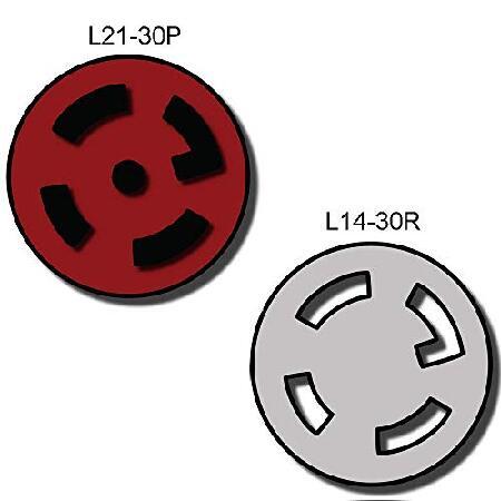 Nema l21 - 30p to l14 - 30rプラグアダプタ - 1足、30アンペア、120 / 208 V、10 AWG - Ironボックス# ibx-7786 - 01_2