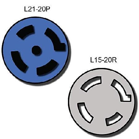 Nema l21 - 20p to l15 - 20rプラグアダプタ - 1足、20 A、208 V / 250 V - Ironボックス# ibx-7781 - 01_2