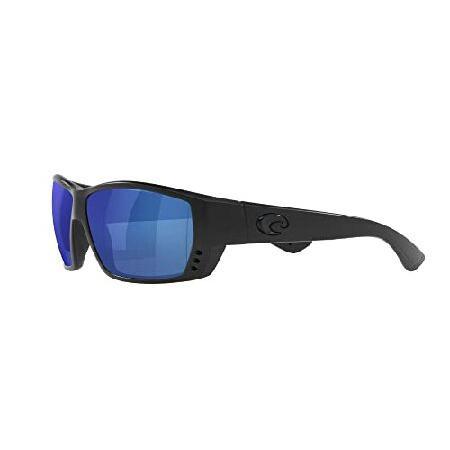 Costa Del Mar メンズ ツナアレイ 偏光長方形サングラス、遮光/グレーブルーミラー偏光-580P、62mm, ブラックアウト/グレーブルーミラー偏光-580p。, 62 mmの画像