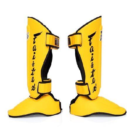 (Yellow, Medium) - Fairtex Muay Thai Boxing MMA Shin Guards SP7 Twister Detachable In Step Shin Pads Colour: Black White Red Blue Yellow Size: Mediumの画像