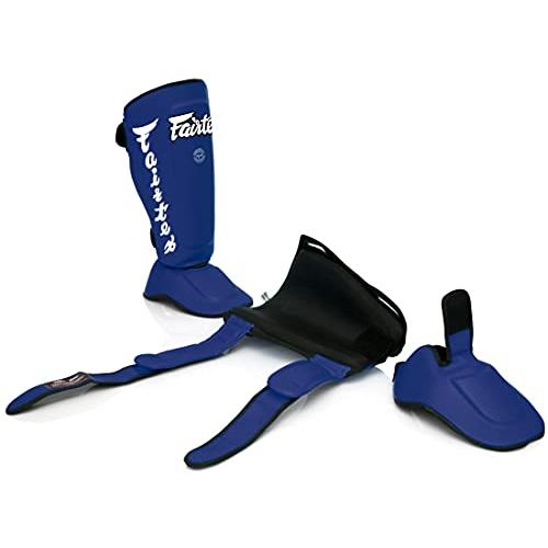 (Blue, Medium) - Fairtex Muay Thai Boxing MMA Shin Guards SP7 Twister Detachable In Step Shin Pads Colour: Black White Red Blue Yellow Size: Medium Laの画像