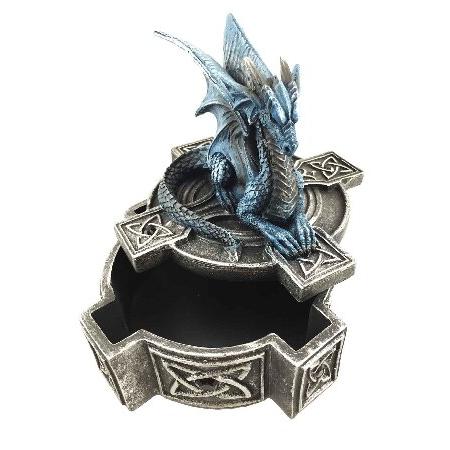 Ebros ケルト十字架 バイフロスト 祭壇 Drake 休憩ドラゴン ジュエリーボックス置物 小物彫刻 装飾置物 小物入れ 小物入れ 小物入れ 鍵 アクセサリー用の画像