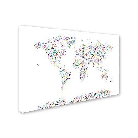 Michael Tompsettによる世界の地図 トレードマーク ファインアート ミュージック ノート 16x24-Inch MT0723-C1624GGの画像