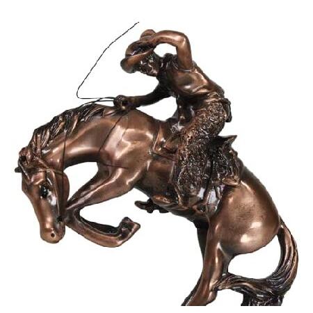 Western Rodeo Wild Cowboy With Bucking Horse Bronze Electroplated Figurine Statueの画像