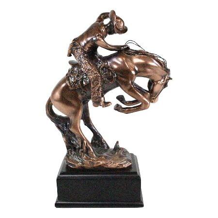 Western Rodeo Wild Cowboy With Bucking Horse Bronze Electroplated Figurine Statueの画像