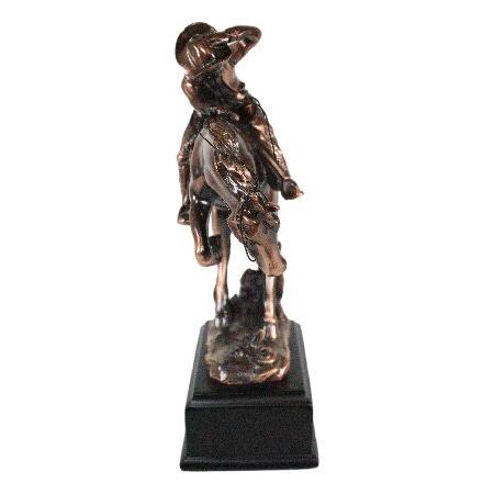 Western Rodeo Wild Cowboy With Bucking Horse Bronze Electroplated Figurine Statueの画像