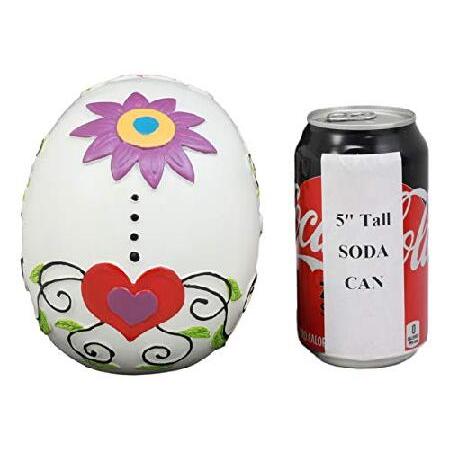 ホワイト花柄Sunny Day of the Dead Skull Resin Figurineスケルトン死者の日by Gifts ＆ Decorの画像