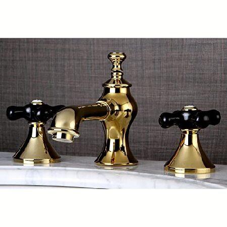 Kingston Brass KC7062PKX Widespread Lavatory Faucet with Brass Pop-Up， 5-5/8 inch In Spout Reach， Polished Brass