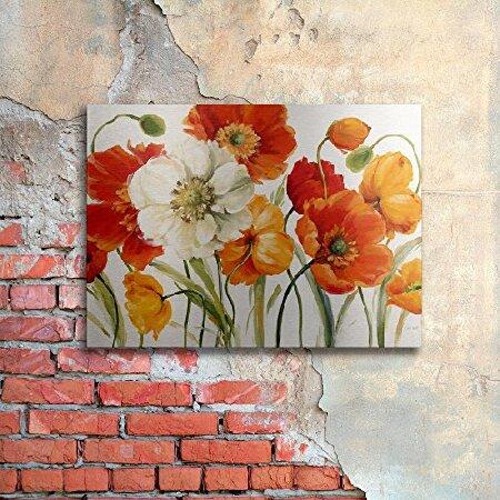 Trademark Fine Art ' Poppies Melody I ' Brushed Aluminum by Lisa Audit 16x22の画像