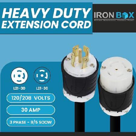 IronBox Electric - L21-30 Extension Cords - L21-30 Plug to L21-30 Connector - 30A， 120/208V 3 Phase - 8/5 SOOW Heavy Duty Extension Cord - Ideal for I_1