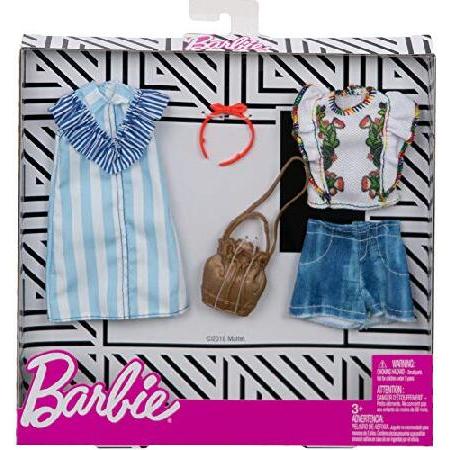 Barbie Clothes: 2 Outfits Doll Include A Blue and White Shirt Dress， Gift for 3 to 8 Year Olds_1