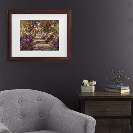 Trademark Fine Art クロード・モネ作 「A Pathway in Monets Garden」ホワイトマット木製フレーム 11x14インチの画像