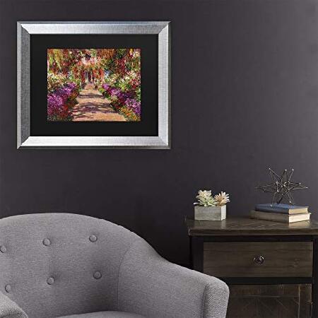 Trademark Fine Art A Pathway Garden クロード・モネ作 ブラックマット、シルバーフレーム 11x14 Black Matte, Silver Frame 11x14 BL01173-S1114BMFの画像