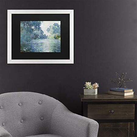 Trademark Fine Art Branch of The Seine Near Giverny by Claude Monet、ブラックマット、アンティーク調ホワイトフレーム 11x14 Black Matte, Distressed Whitの画像