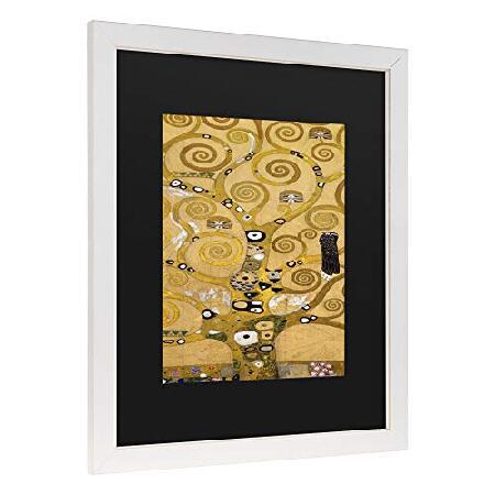 Trademark Fine Art Tree of Life ソクレット Frieze 1905 by Gustav Klimt、ブラックマット、アンティーク調ホワイトフレーム 11x14の画像