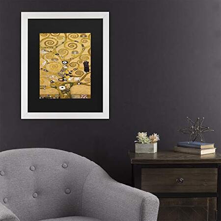 Trademark Fine Art Tree of Life ソクレット Frieze 1905 by Gustav Klimt、ブラックマット、アンティーク調ホワイトフレーム 11x14の画像