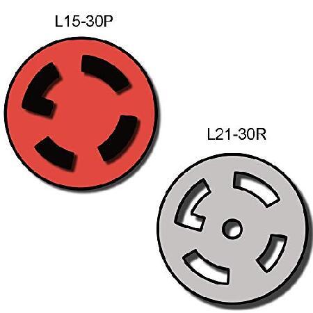 NEMA L15-30P から L21-30R 電源コード - 30A/208V， 10/4 SJOOW - アイアンボックス # IBX-7792 1 ft IBX-7792-01_2