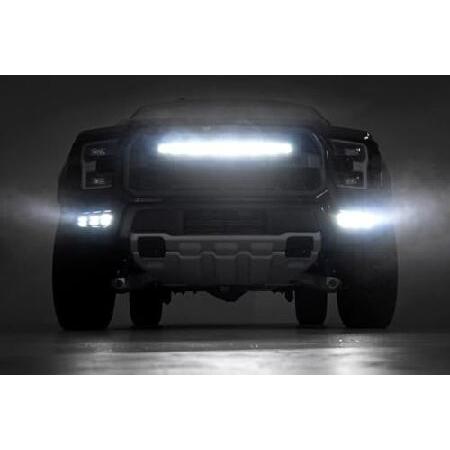 Rough Country 76.2 cm カーブLEDライトバー - クールホワイトDRL、150W、スポットビーム付きブラックシリーズ