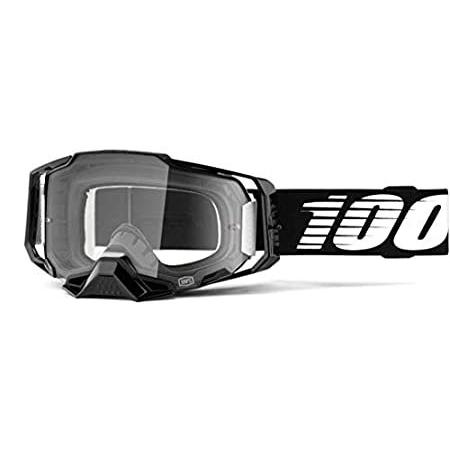 100% Armega モトクロス&マウンテンバイクゴーグル - MXとMTBレーシング保護アイウェア (ブラック - クリアレンズ)