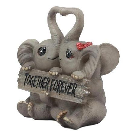 Ebros Together Forever Kissing ゾウ カップル像 長さ6.25インチ ハート型のトランクを持つパチの恋人 置物 愛 象 幸運のお守り コレクター収集品 (2)の画像