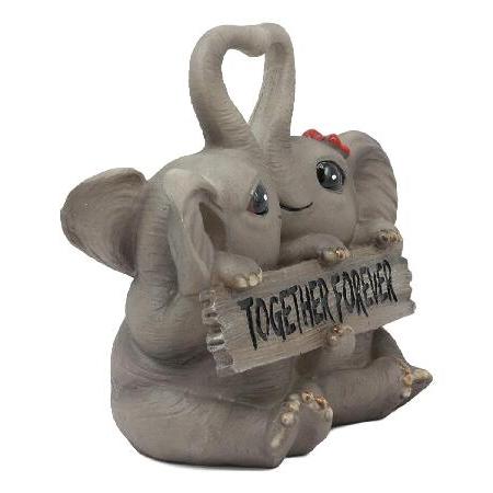 Ebros Together Forever Kissing ゾウ カップル像 長さ6.25インチ ハート型のトランクを持つパチの恋人 置物 愛 象 幸運のお守り コレクター収集品 (2)の画像
