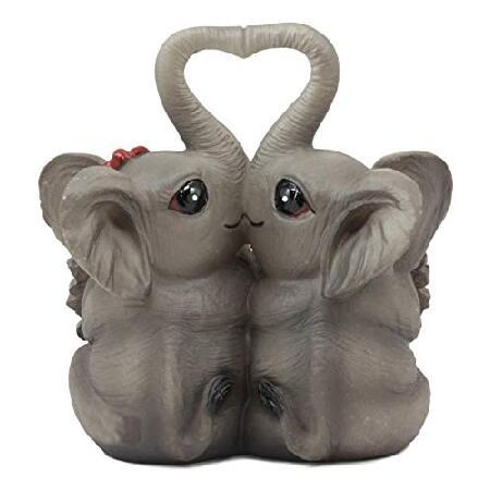 Ebros Together Forever Kissing ゾウ カップル像 長さ6.25インチ ハート型のトランクを持つパチの恋人 置物 愛 象 幸運のお守り コレクター収集品 (2)の画像