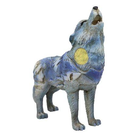 Ebros Gift ネイティブ部族 ハウリング ウルフ トーテムスピリット フィギュアコレクション 6.25インチ L 動物装飾像 (ミッドナイトムーン マウンテンレンジ)の画像