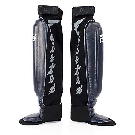 Fairtex SP6 ムエタイ すね当て メンズ レディース キッズ | ネオプレーン素材で作られたシンガード プレミアム 軽量 耐久性 | 脛に補強パッド(ブルー/L)の画像
