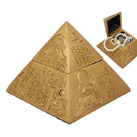 Ebros ゴールデン古代エジプト象形文字ピラミッド装飾ボックス 幅4
