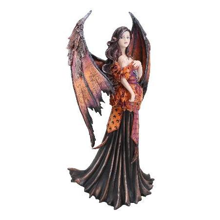 エブロス エイミーブラウン ファンタジー ラージ ゴシック 秋 ファイヤー コウモリ 翼 エルフ 妖精 像 高さ17インチ ファンタジー 神話 妖精 魔法 水彩 収集品_1