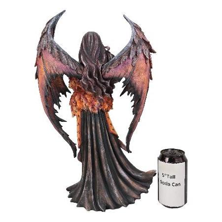 エブロス エイミーブラウン ファンタジー ラージ ゴシック 秋 ファイヤー コウモリ 翼 エルフ 妖精 像 高さ17インチ ファンタジー 神話 妖精 魔法 水彩 収集品_3