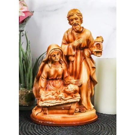 Ebros 聖家族 イエスのキリスト降誕像 クリスチャン カトリック インスピレーションアクセント メアリージョセフと幼児イエス 飼い葉桶の中のクリスマス装飾 置の画像