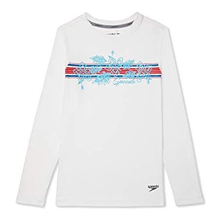 Speedo Boys' Uv Swim Shirt Long Sleeve Tee Graphic, Bright White, X-Large
