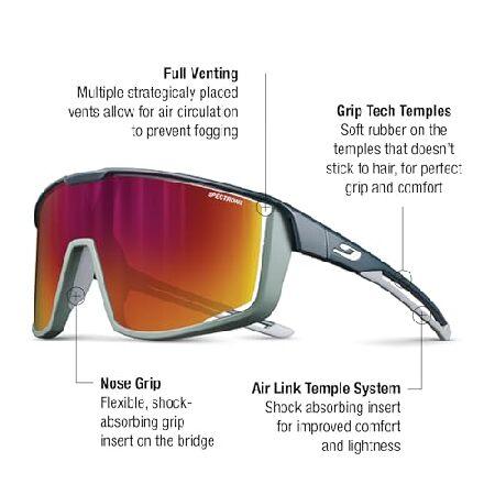 Julbo Fury パフォーマンスサングラス、マットダークブルー/グリーン/グレーフレーム - スモークレンズ、レッドミラー付き_1