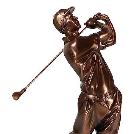 Ebros Perfect Golf Drive L 高さ15インチ プロフェッショナルゴルファー スイングゴルフクラブフィギュア ブロンズ 電気メッキ樹脂 トロフィーベース付き プロの画像