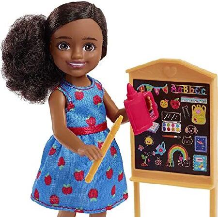 Barbie Chelsea Can Be Doll ＆ Playset， Brunette Teacher Small Doll with Removable Outfit ＆ 6 Career Accessories_3
