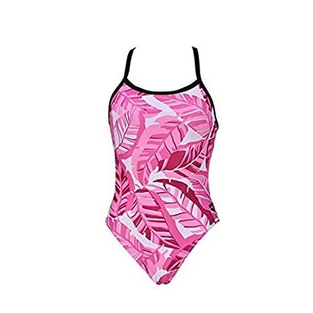 Arena Women's Standard Print Challenge Back One Piece Swimsuit, Pink Tropic｜awa-outdoor