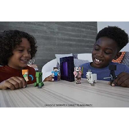 Mattel Minecraft Goat Action Figure, 3.25-in, with 1 Build-a-Portal Piece ＆ 1 Accessory, Building Toy Inspired by Video Game, Collectible Gift for Faの画像