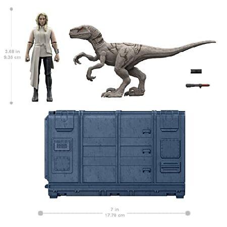 Jurassic World HFG63 Cage and Fury Dinosaur Set (9.5 cm) with 1 Exclusive Soyona Figure, 1 Atrociraptor Figure and Special Unit, Children's Toy, Ages_1