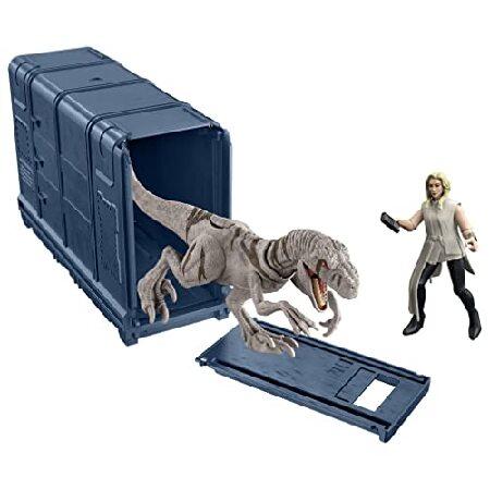 Jurassic World HFG63 Cage and Fury Dinosaur Set (9.5 cm) with 1 Exclusive Soyona Figure, 1 Atrociraptor Figure and Special Unit, Children's Toy, Ages_2