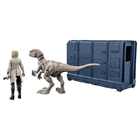 Jurassic World HFG63 Cage and Fury Dinosaur Set (9.5 cm) with 1 Exclusive Soyona Figure, 1 Atrociraptor Figure and Special Unit, Children's Toy, Ages_3