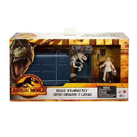 Jurassic World HFG63 Cage and Fury Dinosaur Set (9.5 cm) with 1 Exclusive Soyona Figure, 1 Atrociraptor Figure and Special Unit, Children's Toy, Ages_5