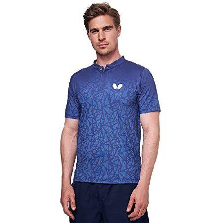 [Butterfly] 卓球シャツ Athletic Shirt メンズ ブルー。 4X-Small