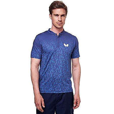 [Butterfly] 卓球シャツ Athletic Shirt メンズ ブルー。 4X-Small
