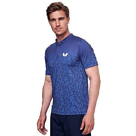 [Butterfly] 卓球シャツ Athletic Shirt メンズ ブルー。 4X-Small