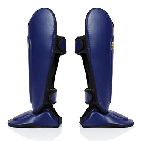 Fairtex SP8 ムエタイ すね当て メンズ レディース キッズ | シンテックレザー製シンガード プレミアム 軽量 耐久性 | 拡張された側面保護 (ブルー/XL)の画像