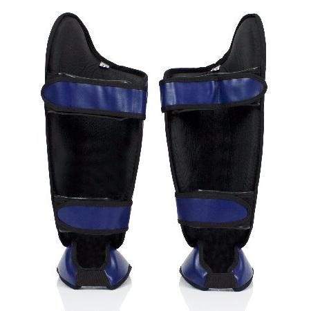 Fairtex SP8 ムエタイ すね当て メンズ レディース キッズ | シンテックレザー製シンガード プレミアム 軽量 耐久性 | 拡張された側面保護 (ブルー/XL)の画像