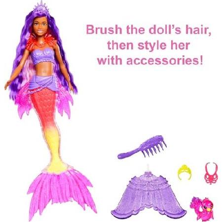 Mermaid Barbie "Brooklyn" Doll with Phoenix Pet and Accessories， Mermaid Toys with Interchangeable Fins_2