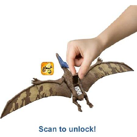Mattel Jurassic World Dominion Roar Strikers Dinosaur Action Figure with Roaring Sound ＆ Attack Action, Pternanodon Dino Toy Includes Downloadable Apの画像