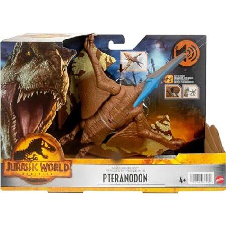 Mattel Jurassic World Dominion Roar Strikers Dinosaur Action Figure with Roaring Sound ＆ Attack Action, Pternanodon Dino Toy Includes Downloadable Apの画像